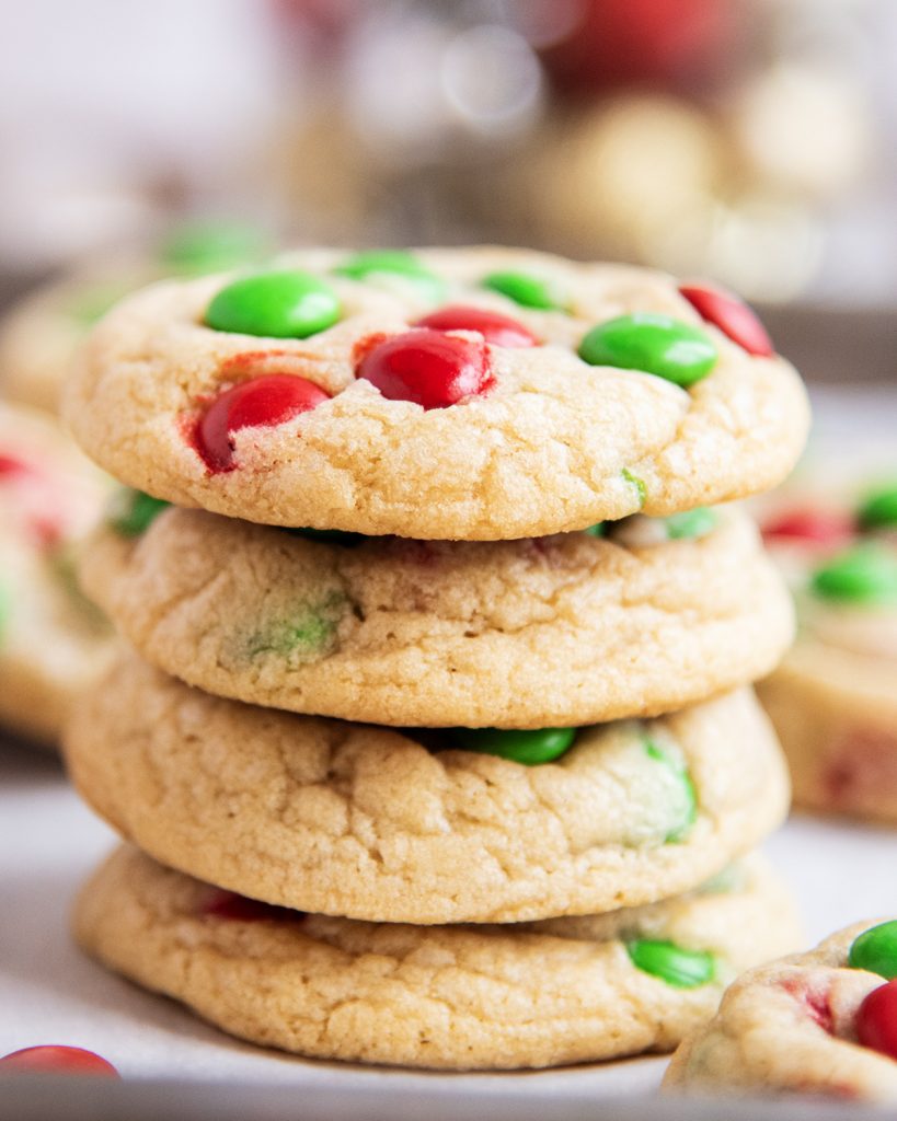 A stack of 4 christmas cookies.