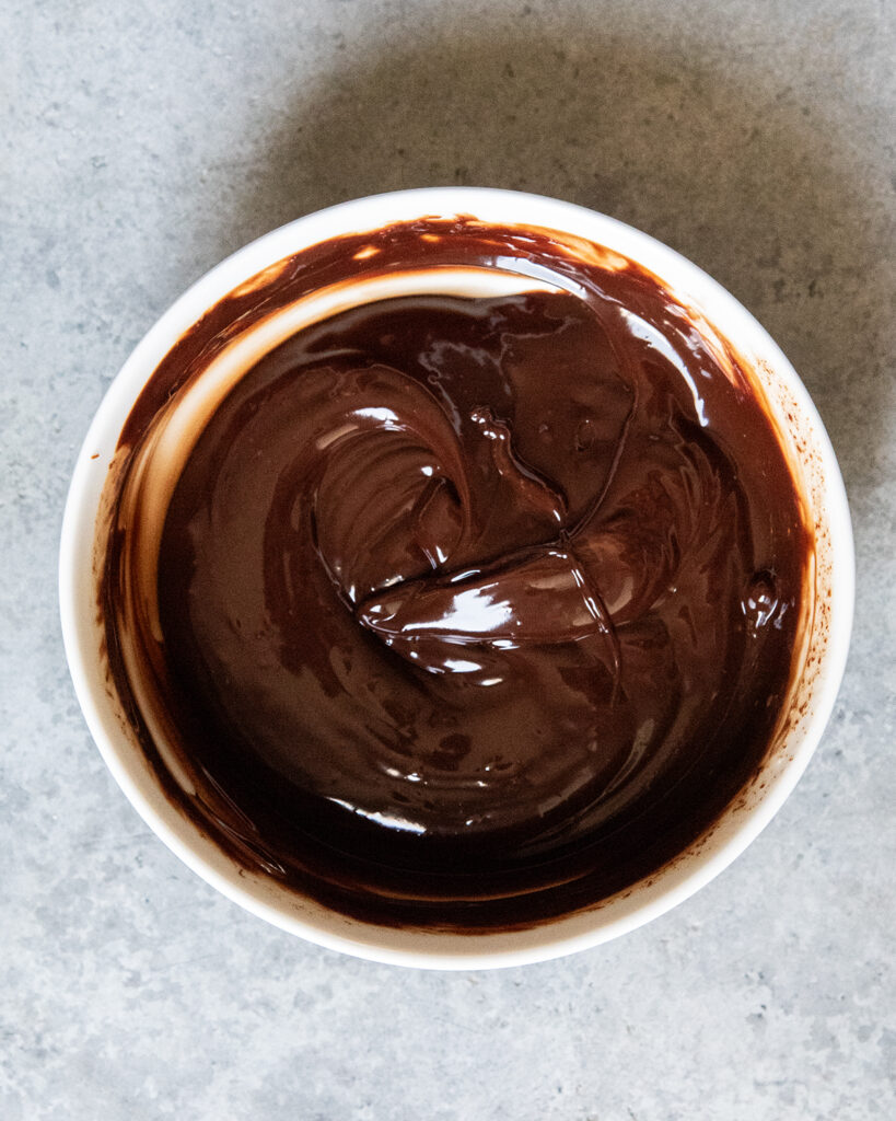 A small bowl of chocolate ganache.