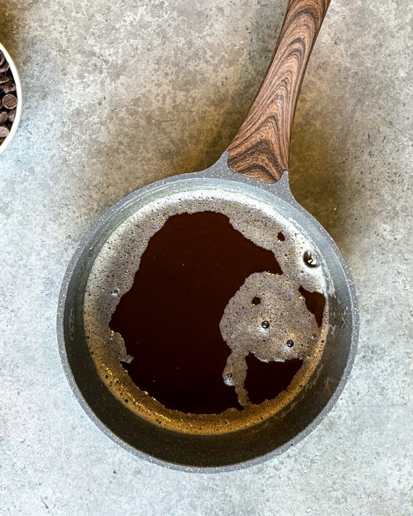 A small pot of brown butter.