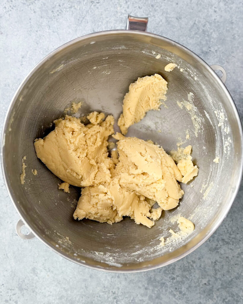 Cookie dough in a bowl.