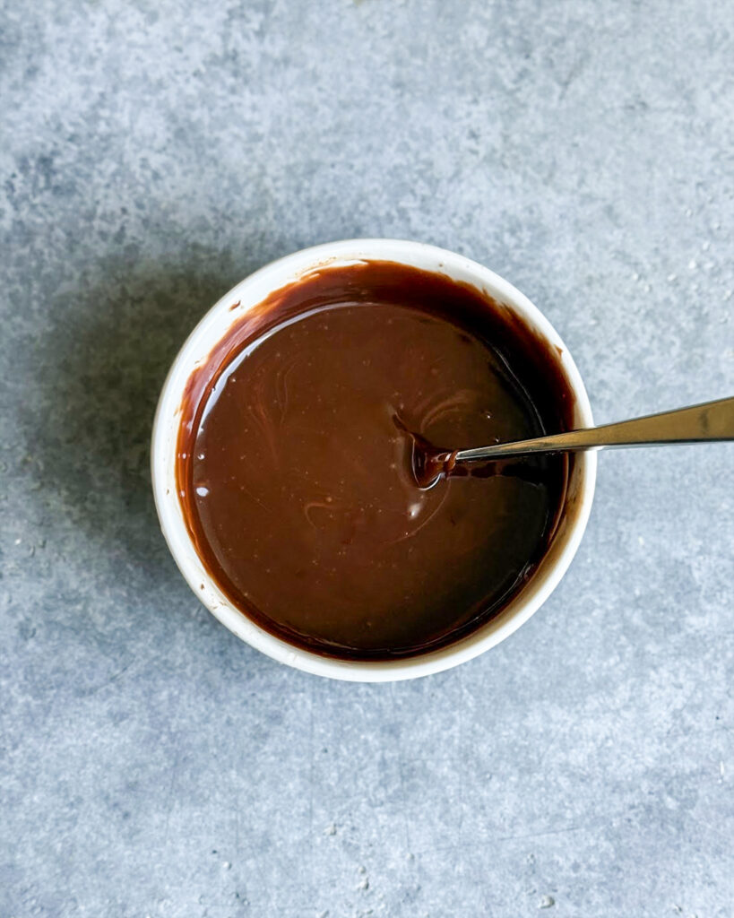 A small bowl of chocolate ganache.