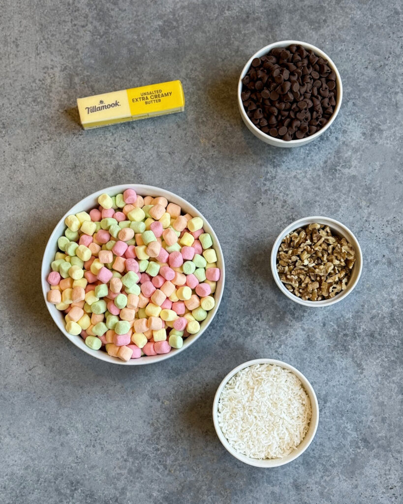 Small bowls of the ingredients needed to make church windows.