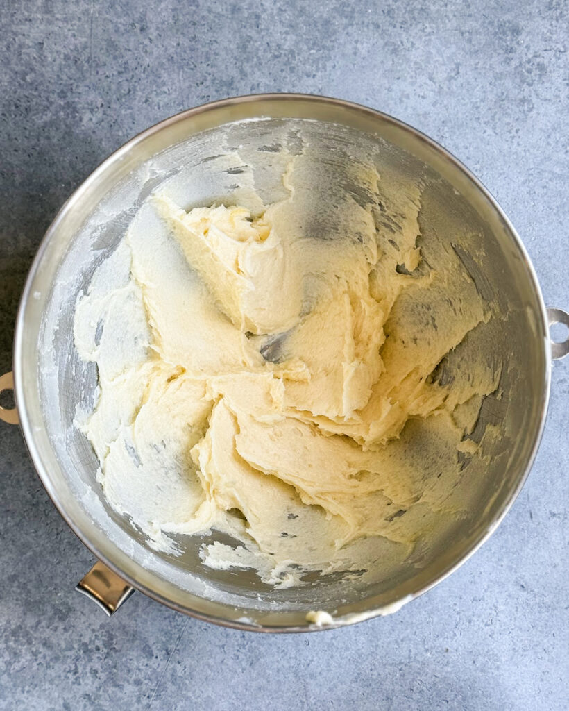 A bowl of wet ingredients for cookie dough.