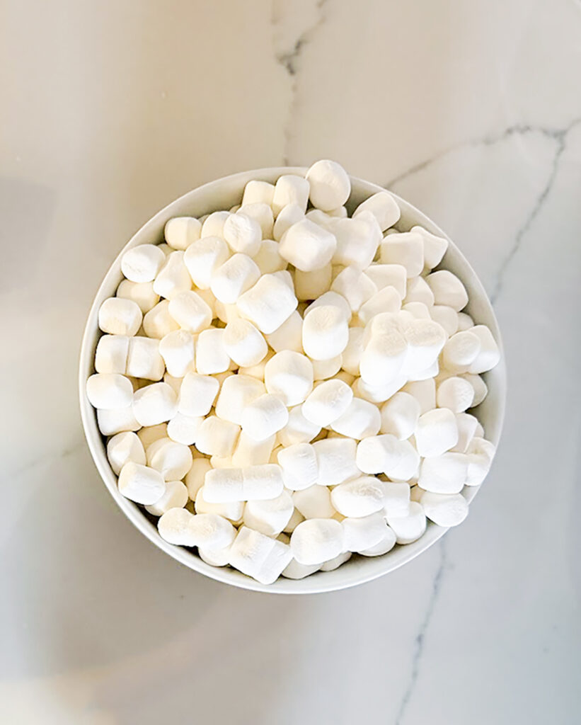 A bowl of mini marshmallows.
