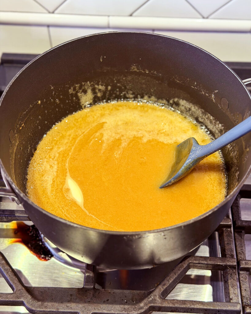 A pot of caramels cooking