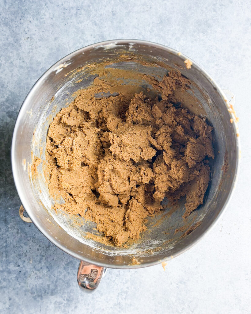 Ginger molasses cookie dough in a bowl.